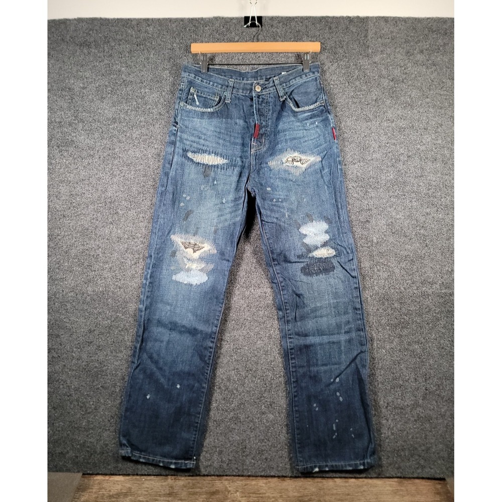 WTAPS Straight Leg Jeans Mens 31 (Fits 30x29) Distressed Button Fly Selvedge